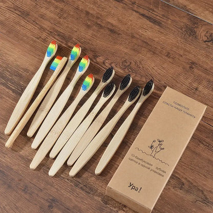 Bamboo World Adult Bamboo Toothbrushes - Set of 10