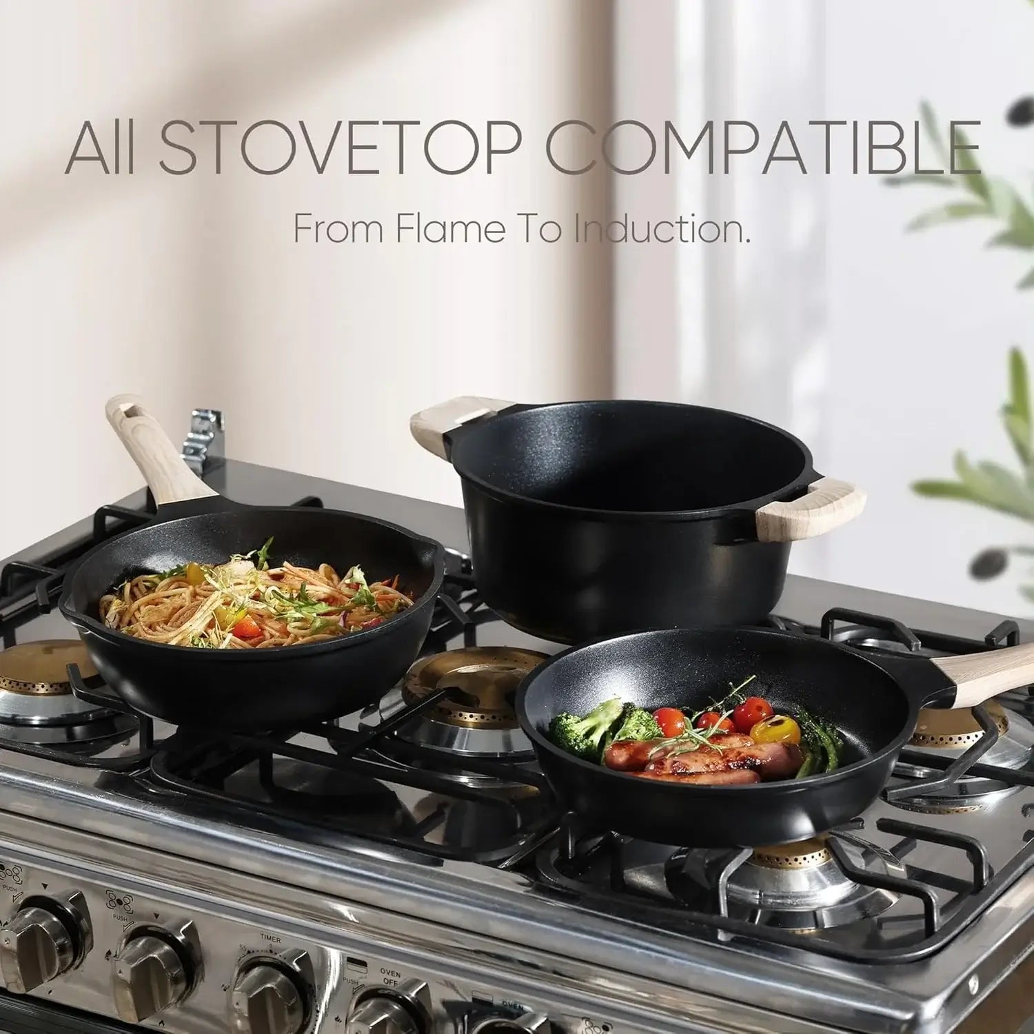 8pcs Non Stick Pots and Pans Set - Induction Cookware
