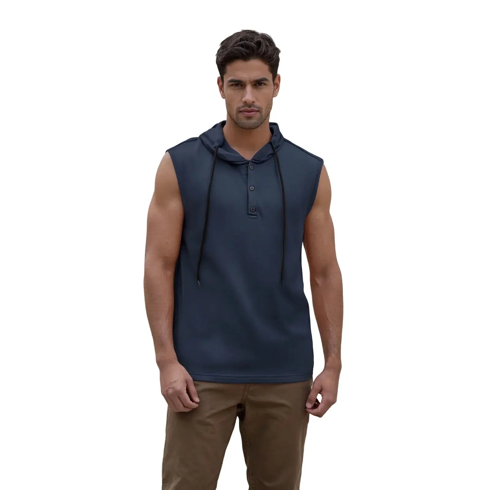 Men s Sleeveless Hooded Tank Tops Solid Color Workout T-Shirt Gym Fitness Training Vest Casual Streetwear Running Top