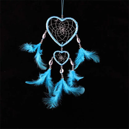 New Indian Ann Style Love Heart Feather Dream Catcher Wind Chimes Car Interior Wall Dream Catcher Ornaments Ins Dream Catcher