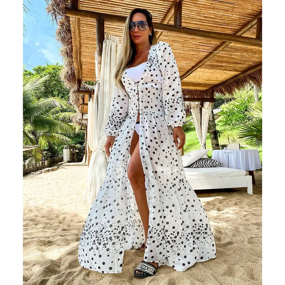 Blue Eyes Bikini Beach Cover Up Tunics For Beach Long Kaftan Bikini Cover Up Robe de Plage Sarong Beach Swimsuit Cover-ups
