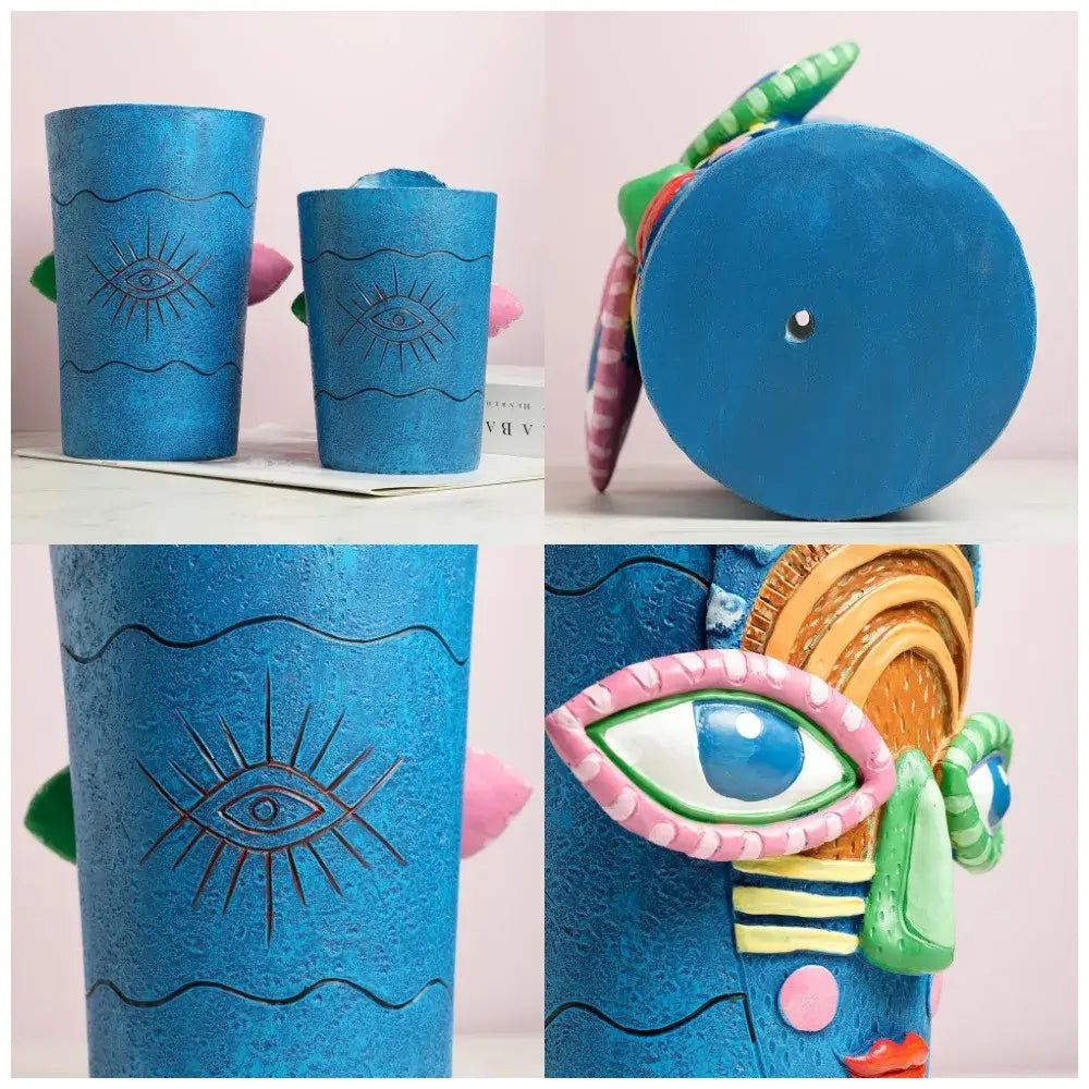 abstract face planter pot