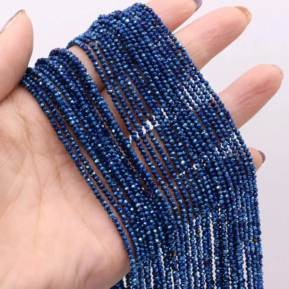 2pcs 2mm/3mm Natural Stone Shiny Beads Gold Color Faceted Spinel for Jewelry Making DIY Necklace Bracelet Accessories