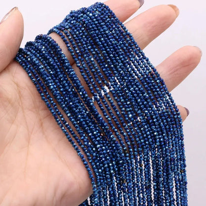 2pcs 2mm/3mm Natural Stone Shiny Beads Gold Color Faceted Spinel for Jewelry Making DIY Necklace Bracelet Accessories