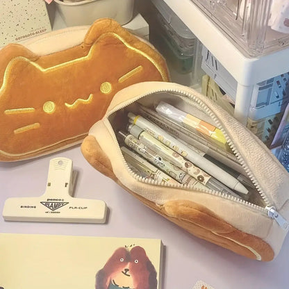 Caramel Cat Plush Pen Case - Ideal Gift for Students