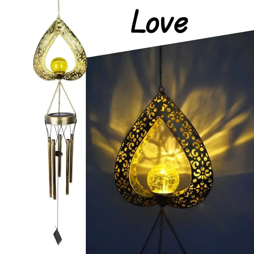 Glowing Crackle Glass Solar Wind Chimes Waterproof LED Outdoor Wind Bells Unique Garden Decorative Gifts