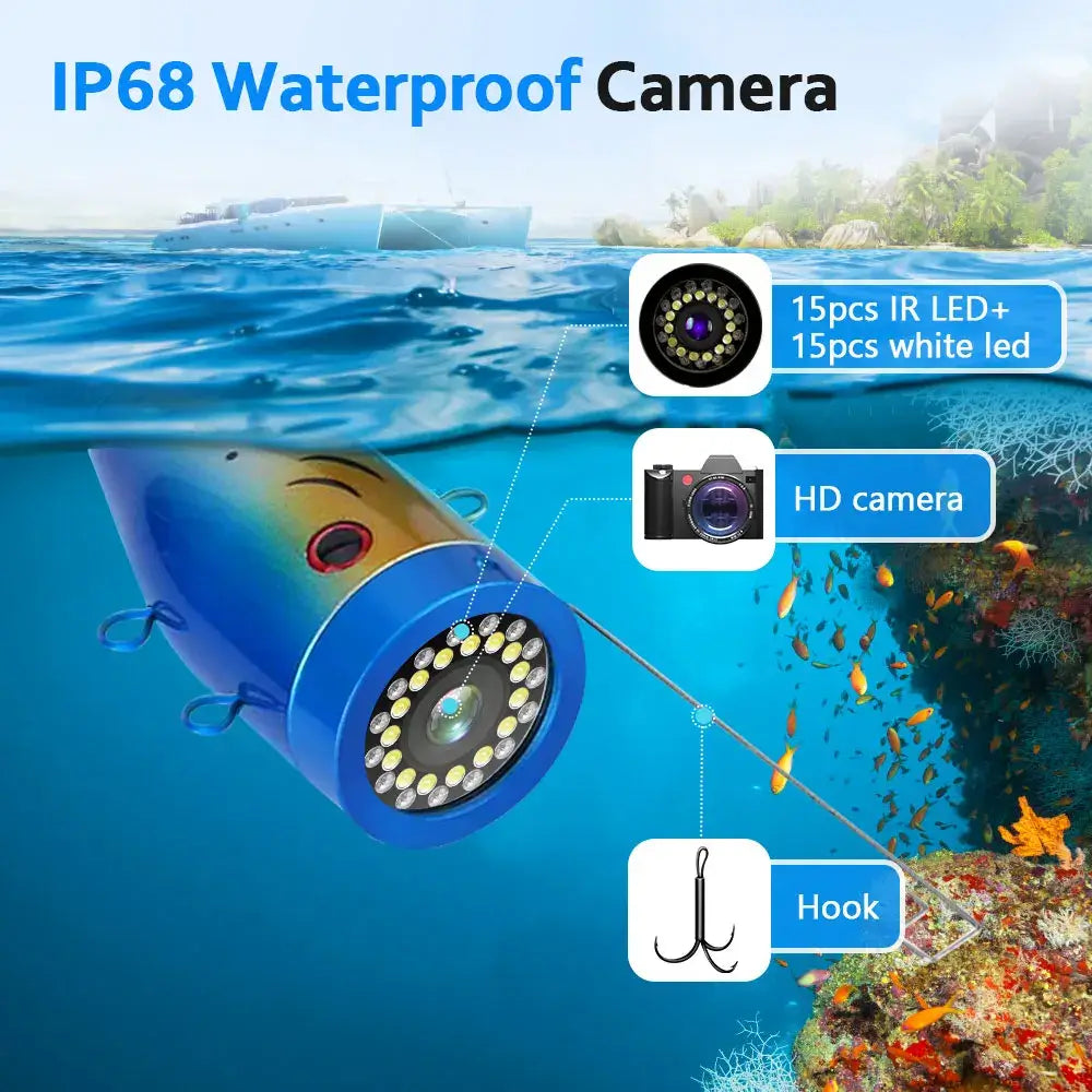 15M Fish Finder Underwater Fishing Camera 15pcs White  LEDs + 15pcs Infrared Lamp For Ice/Sea/River Fishing