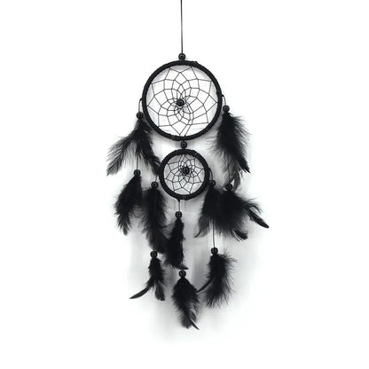 Bridal White Dreamcatcher - Double Ring Feather Pendant, Holiday Wind Chime Decor Gift
