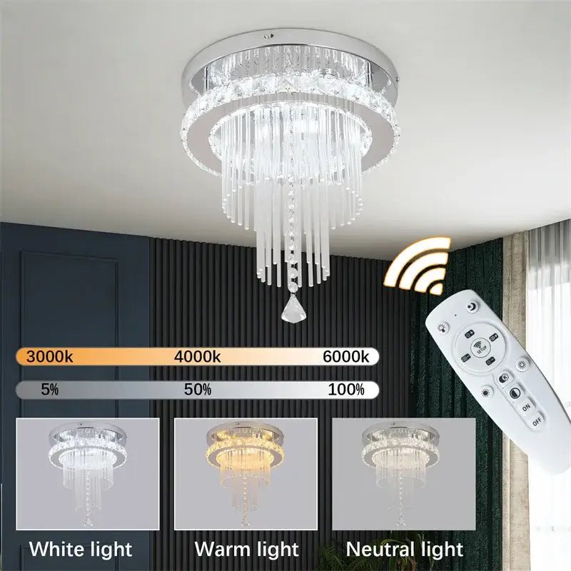 GreeLustr Round Crystal LED Ceiling Light, 30 cm