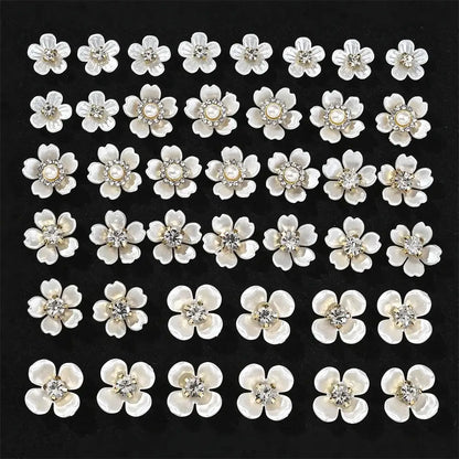 40pcs Imitation Pearl Flower-shaped Rhinestone Buttons for Jewelry Making Decorative Hat Clothes DIY Craft Sewing Accessories