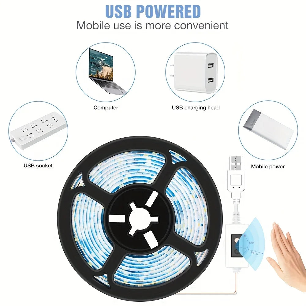 1M USB LED Strip Light with Hand-Wave Sensor