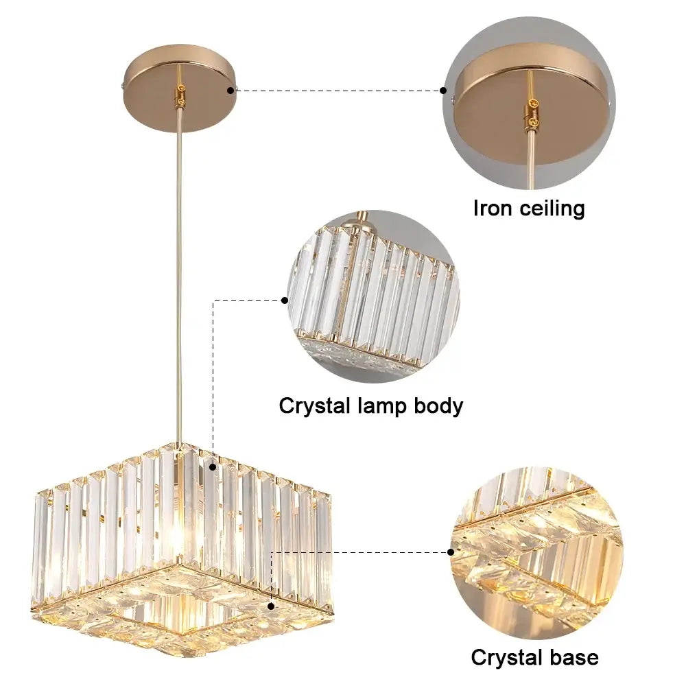 Modern Crystal Ceiling or Pendant Light, Black or Gold