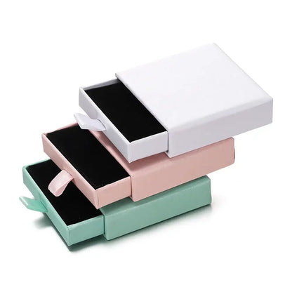 Creative Drawer Jewelry Packaging Box Necklace Ring Earing Bracelet Storage Organizer Display Stand Solid Color Paper Gift 2030