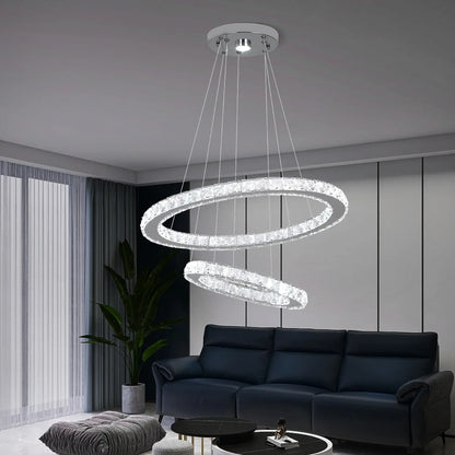 GreeLustr Crystal Ring Pendant Light, Selectable Controls