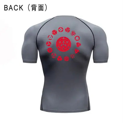 Anime Compression Shirt Men Quick-Dry Running Sports Shirts Fitness