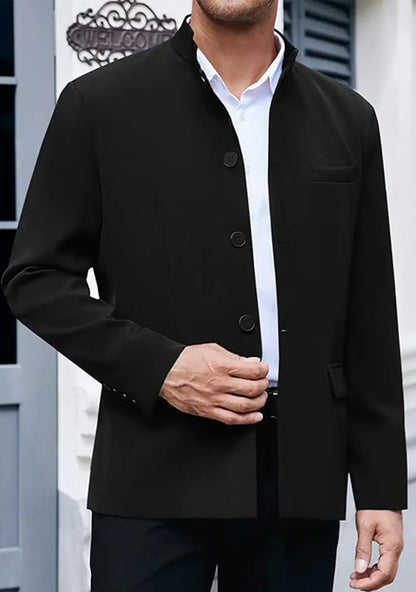 Mens Casual Suit Blazer Jackets Stand Collar Lightweight Business Dress Sport Coats
