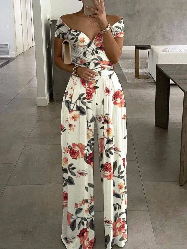 Floral Print Jumpsuit Women Y2K Summer Party Overalls