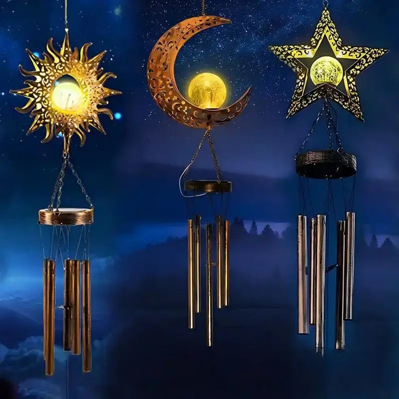Glowing Crackle Glass Solar Wind Chimes Waterproof LED Outdoor Wind Bells Unique Garden Decorative Gifts