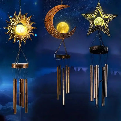 Glowing Crackle Glass Solar Wind Chimes Waterproof LED Outdoor Wind Bells Unique Garden Decorative Gifts