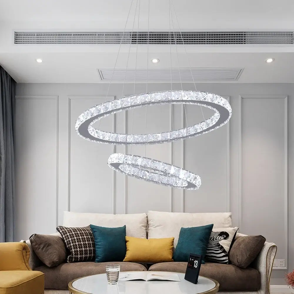 GreeLustr Crystal Ring Pendant Light, Selectable Controls