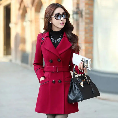 Autumn Winter Women Wool Coat 2024 Ladies Woolen Long Coat Female