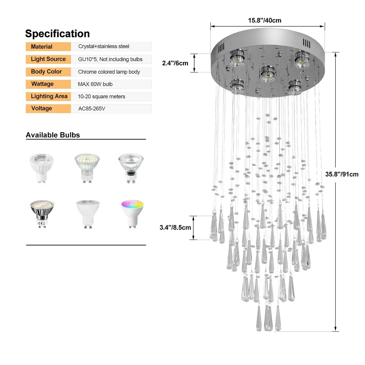 VETRULUS Modern Crystal Chandelier, Selectable Designs