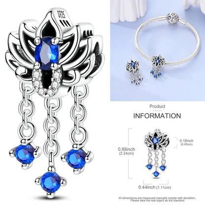Hot Dream Catcher Feather 925 Sterling Silver Purple Colorful Moon Dreamy Blue Charm Original Fits Women DIY Jewelry Girl Charms