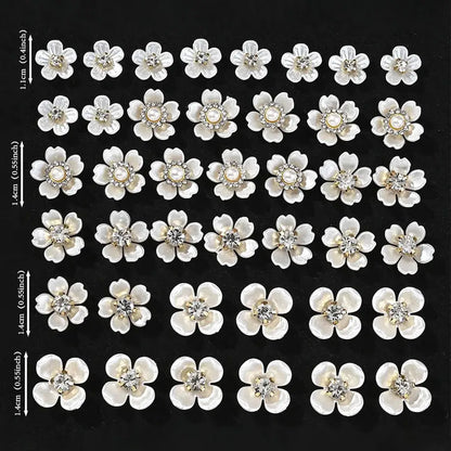 40pcs Imitation Pearl Flower-shaped Rhinestone Buttons for Jewelry Making Decorative Hat Clothes DIY Craft Sewing Accessories