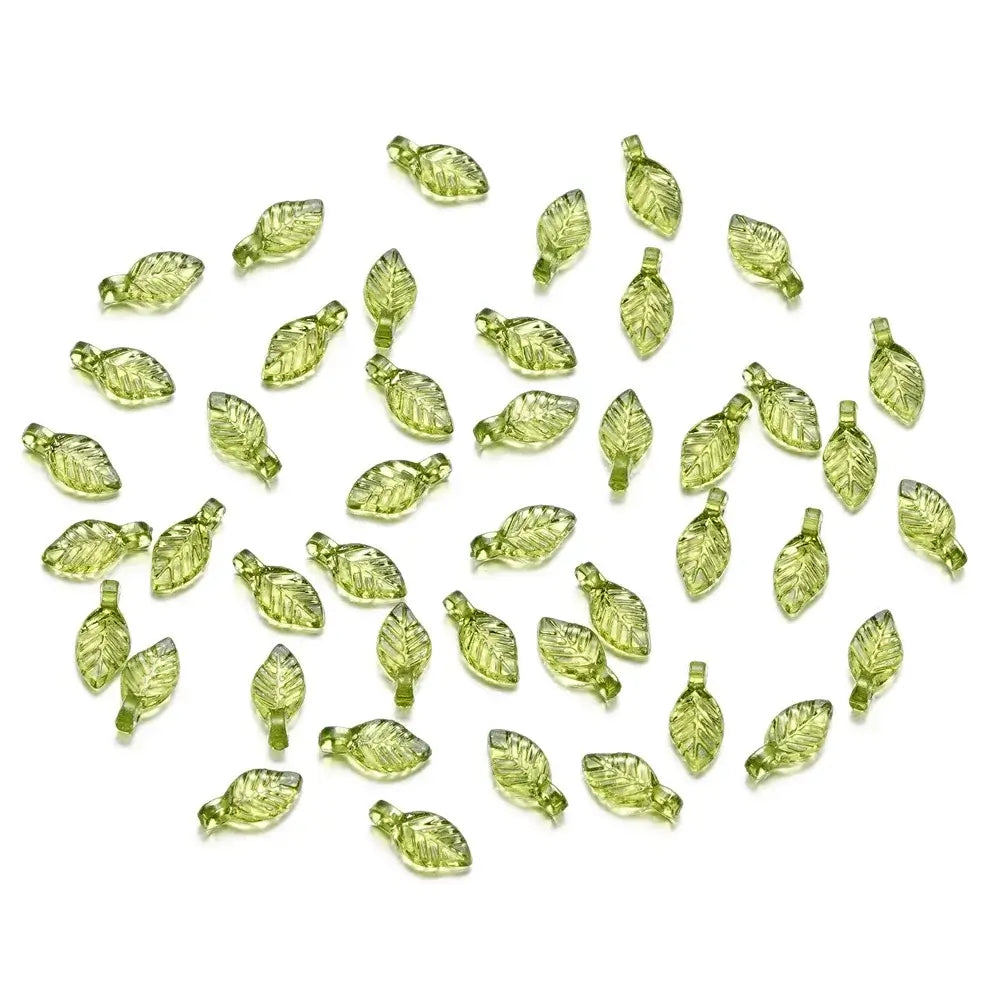 10-100pcs Green Acrylic Leaf Charms Leaves Beads Pendants For Diy Necklace Bracelet Earrings Jewelry Making Handmade Crafts