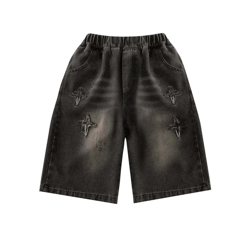 2025 Summer New Arrival Fashion Boys Denim Shorts with Star Pattern Children&