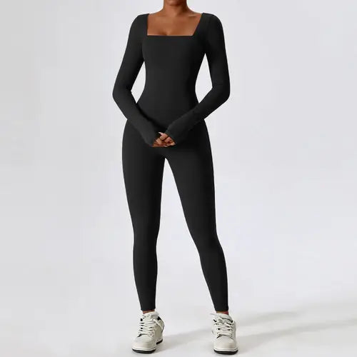 Jumpsuit Gym Workout Yoga Clothes Dance Fitness Long Sleeved One Piece.