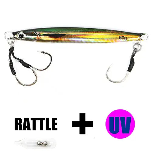 B&amp;U 3D Print Metal Cast Jig Spoon Rattle UV Shore Casting Jigging Fish