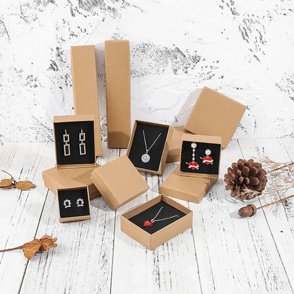 12pcs/ lot Simple Box Earnail Rings Earrings Bracelet Necklace Gray Black Paper Jewellry Display Case Jewelry Organizer 2030