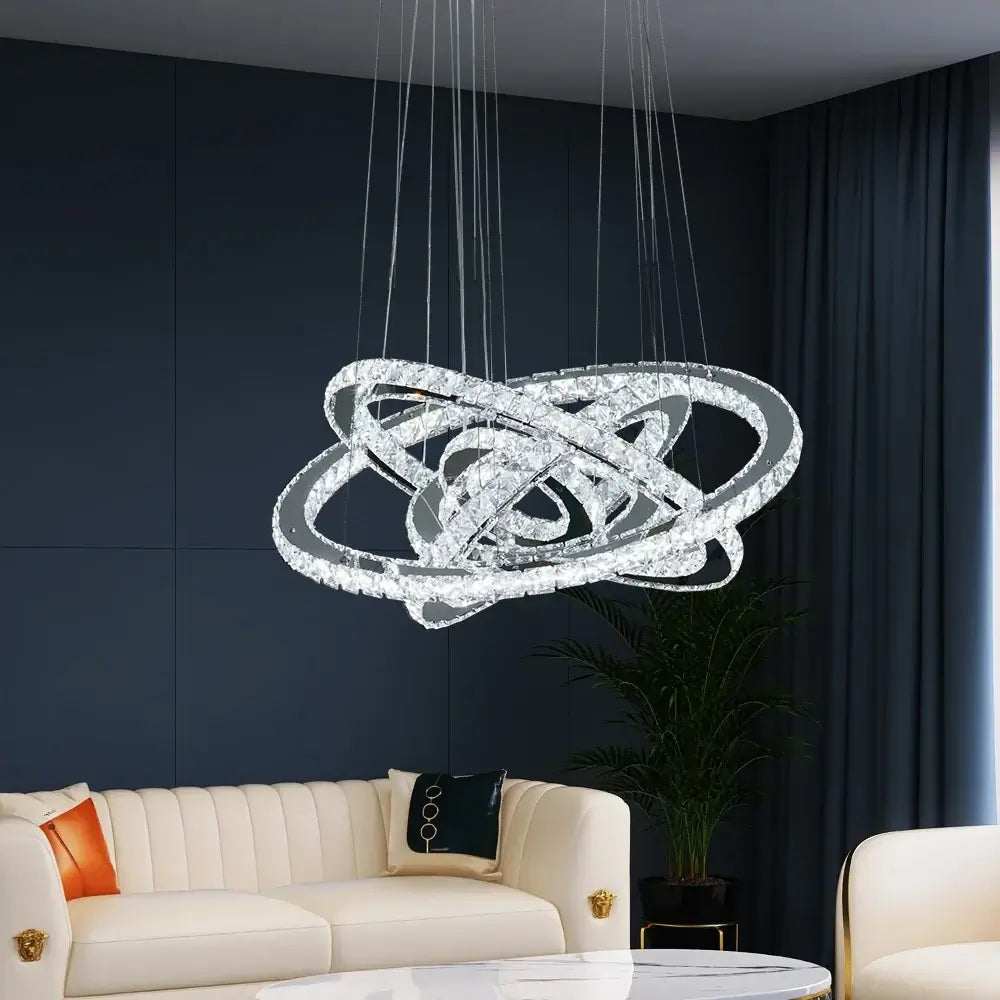 Modern Crystal Ring LED Pendant Chandelier