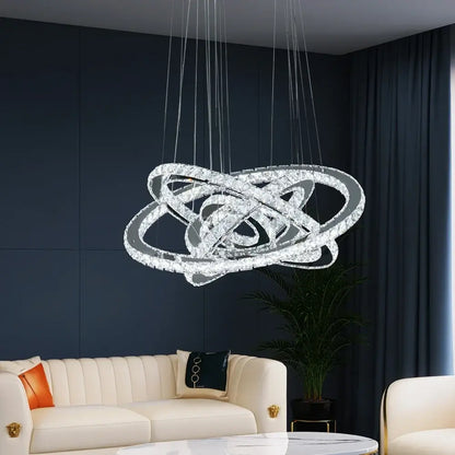 Modern Crystal Ring LED Pendant Chandelier