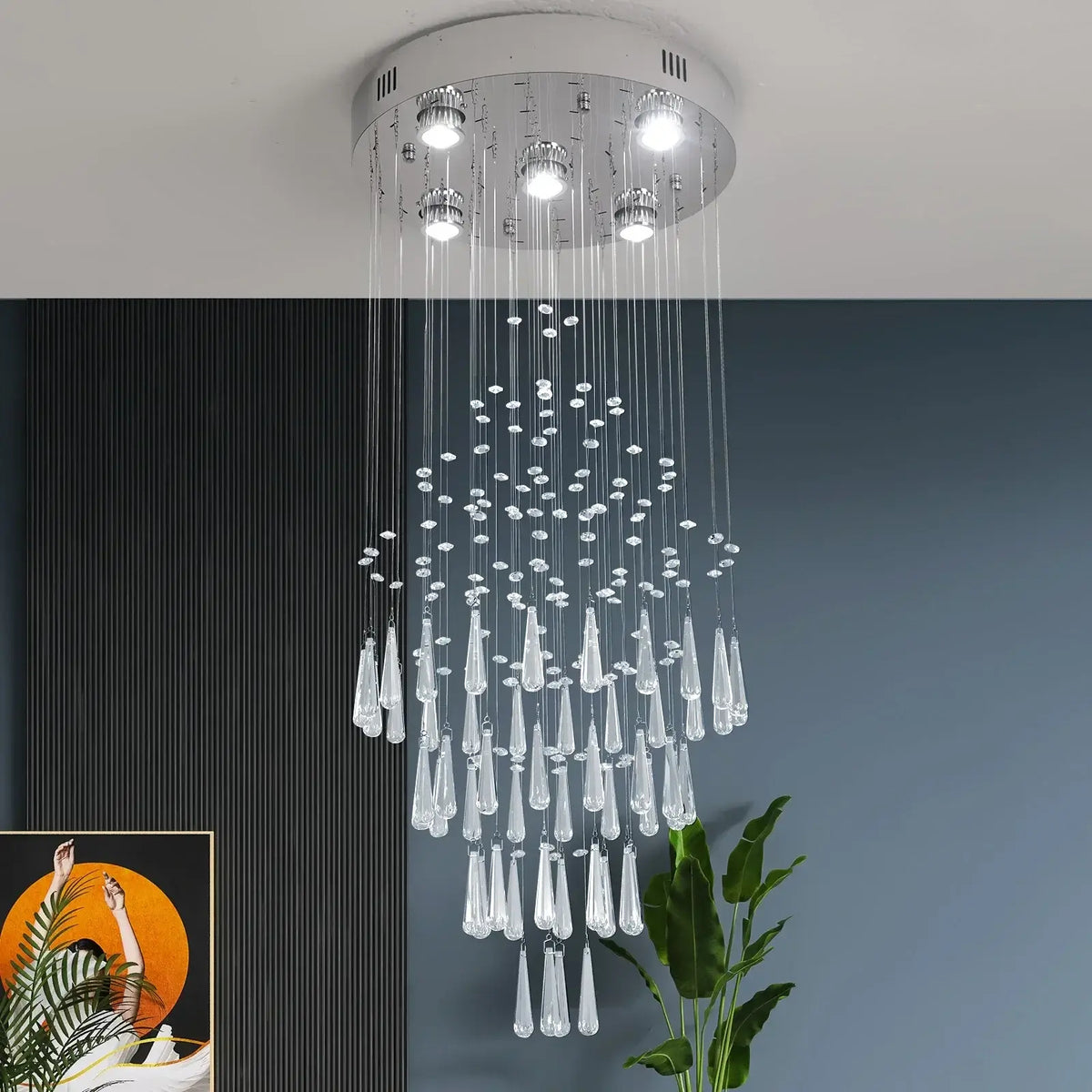 VETRULUS Raindrop Crystal LED Chandelier, Selectable Sizes