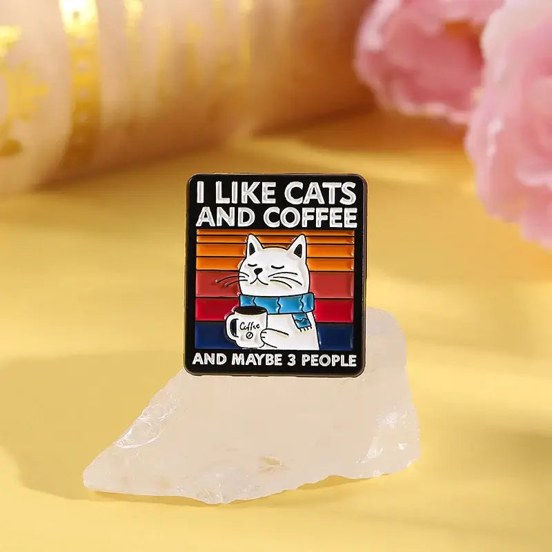 Cute Cat Coffee Enamel Pin, MORE ESPRESSO Metal Brooches Lapel Badge for Backpack Clothes Jewelry Gift