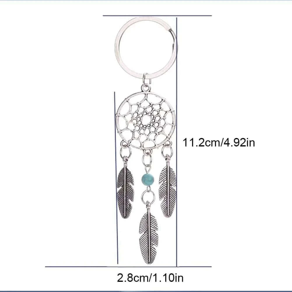 Mini Metal Feather Dreamcatcher Keyring Keychain Decor Car Bag Home