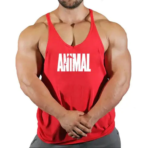 Summer Animal Gym Stringer Tank Top Men Cotton Clothing Bodybuilding.