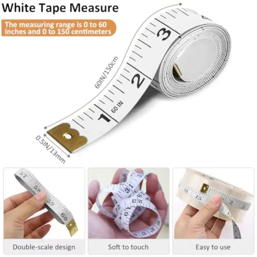 3-Pack Measuring Tape for Body Measurements: Waist Chest Bust Shoulders Hips Arms etc Perfect Soft Flexible Tape Measure Double