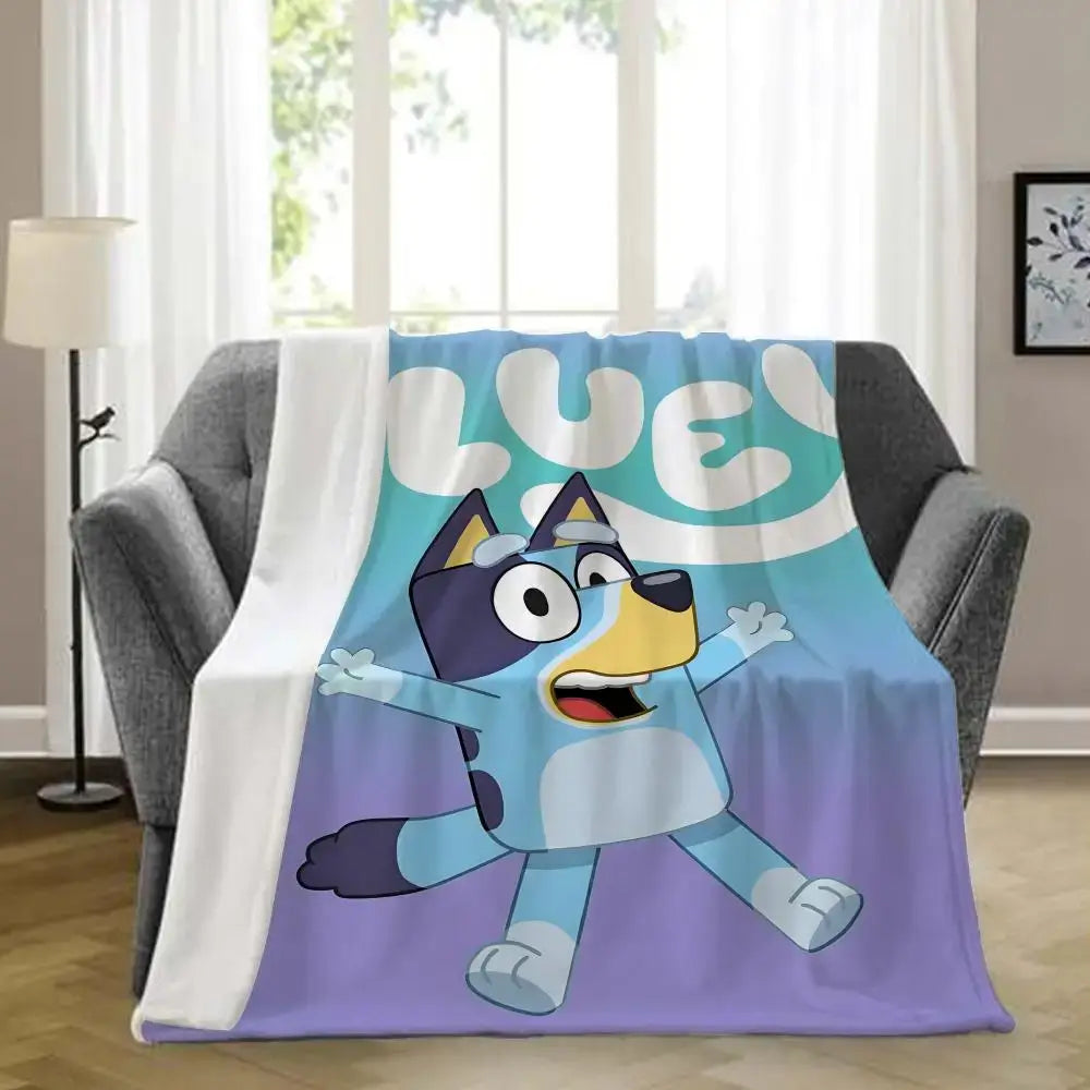 B-bluey-y Downy Throw Blanket Aesthetic Portable Home Travel Camping Sofa Picnic Thick Warm Flannel Blanket