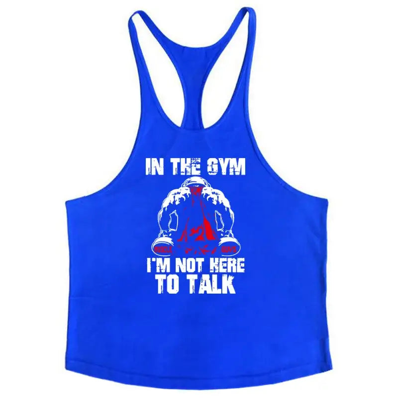 Men Y-Back Gym Tank Top Racerback Cotton Workout Tank Deep Cut Armholes Loose Fit Singlet For Powerlifting Running Gym Training