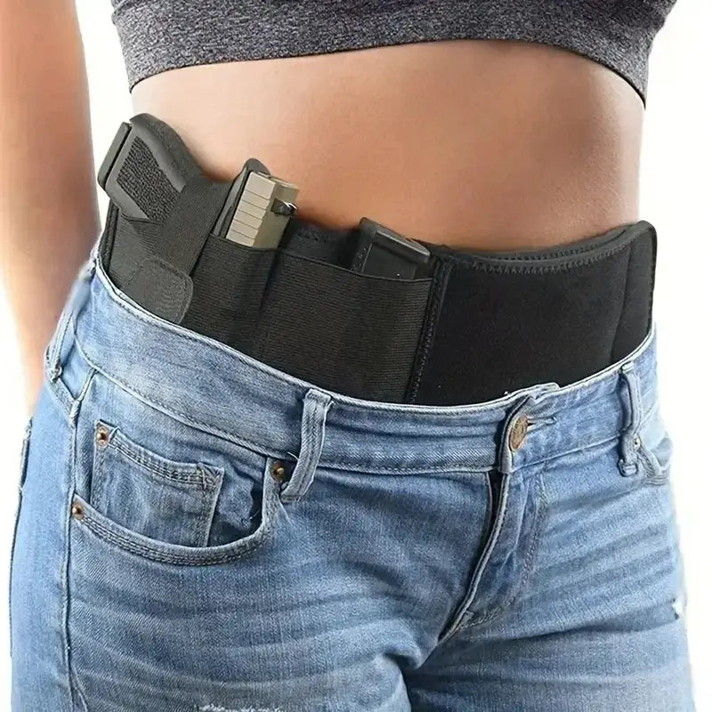 Tactical Outdoor Hunting Fitness Gun Holster for Waist Band Belt -  Concealed Carry Phone Bag Portable Hidden Belly Defense Use