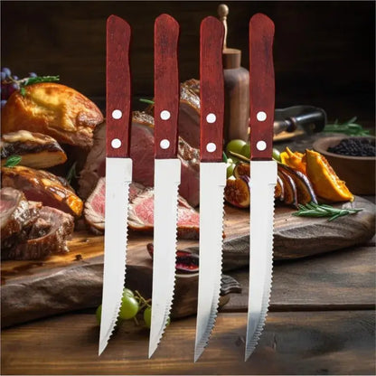 Stainless Steel Steak Knife Set with Wooden Handle