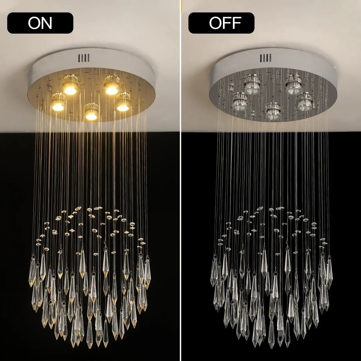 GreeLustr Crystal LED Chandelier, Ring or Raindrop Design