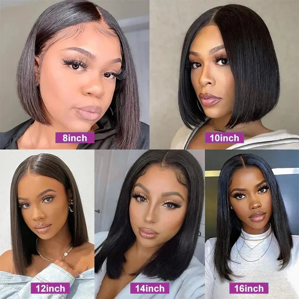 4x4 Transparent Lace Closure Straight Hair Short Bob Wig Remy Brazilian 100% Human Hair 