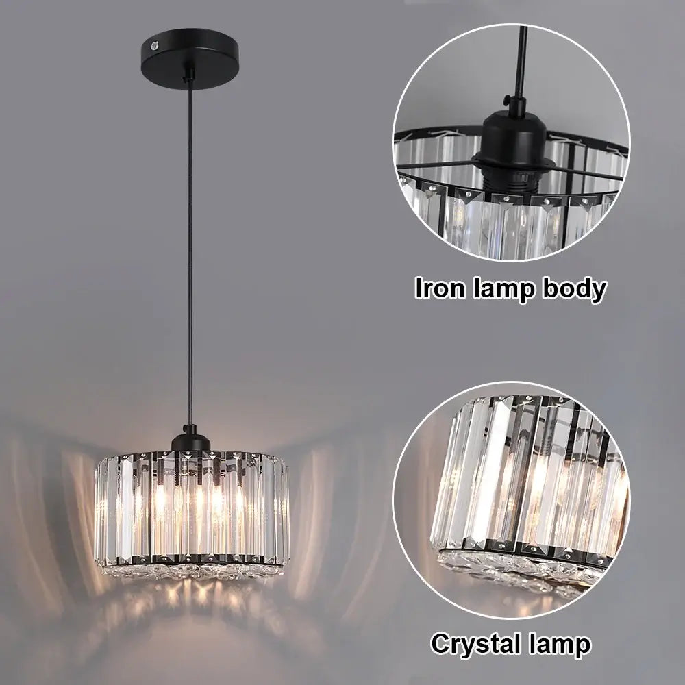 Modern Crystal Ceiling or Pendant Light, Black or Gold