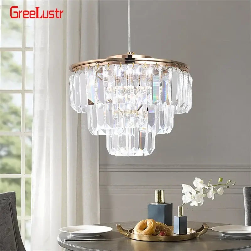 Tiered Crystal LED Pendant Chandelier, 25 cm
