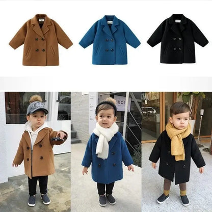 Kids’ Double-Breasted Lapel Coat