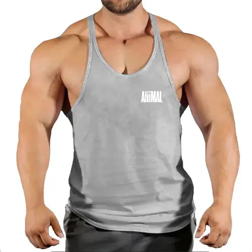 Summer Animal Gym Stringer Tank Top Men Cotton Clothing Bodybuilding.